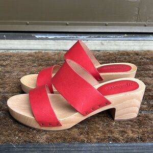 Madewell Clara Clog Lipstick Red Size 9 Bohemian Hippie Chic Summer Sandals
